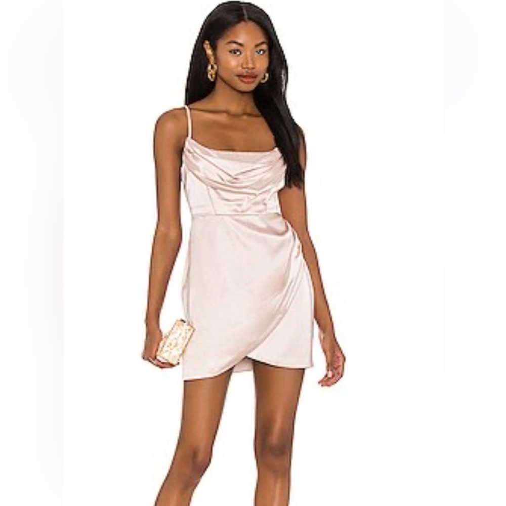 NWT Nookie Dream Draped Mini Dress in Nude. Size Small